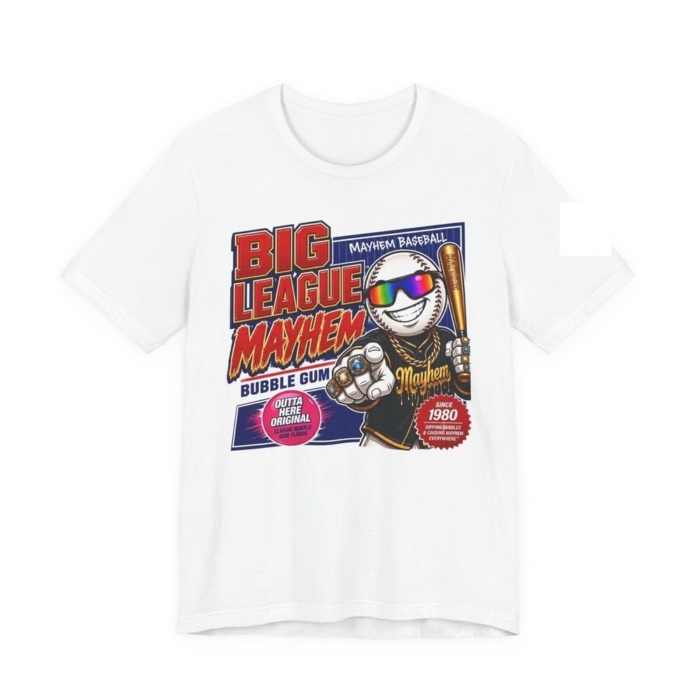 Big League Mayhem Bubble Gum Baseball Tee